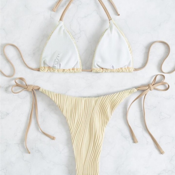 Shein Textured Triangle Tie Side Bikini - Picture 2 of 5